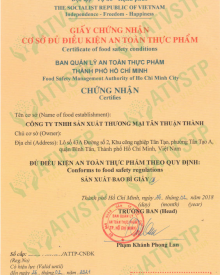 đăng ký giấy an toàn thực phẩm
