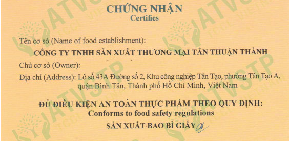 đăng ký giấy an toàn thực phẩm